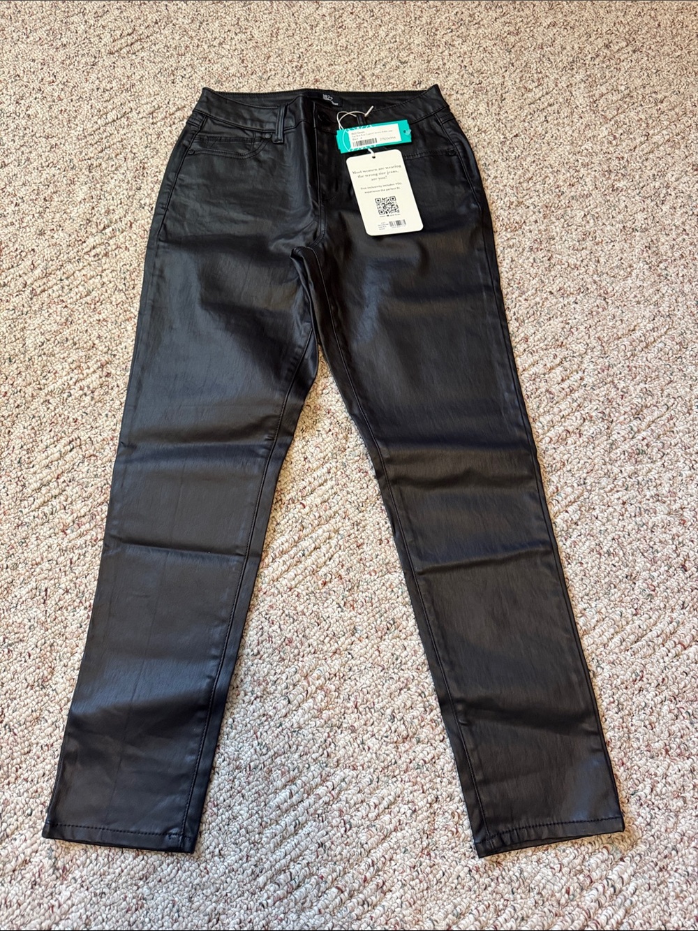 1822 Denim Black Faux Leather Skinny Pants